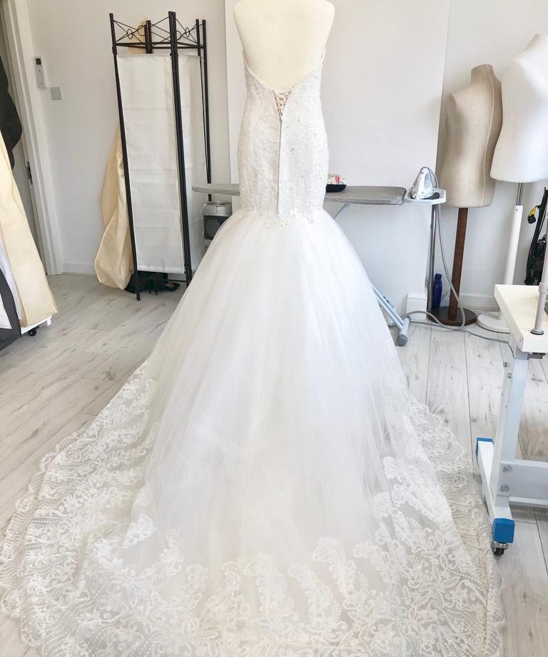 Fit and flare wedding dress alterations